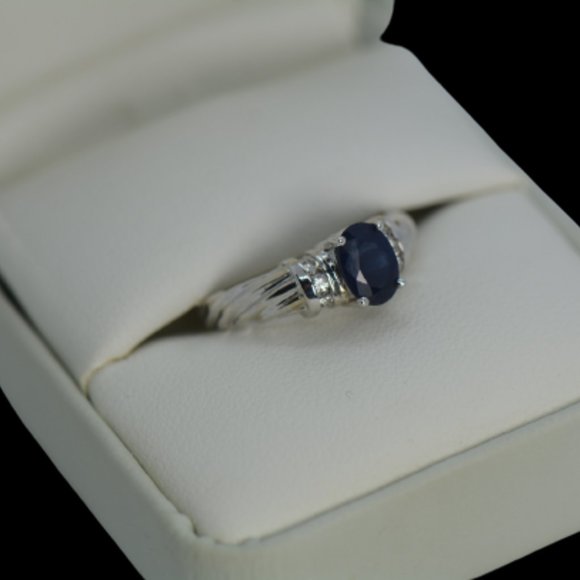 White Gold, Sapphire and Diamond Engagement Ring